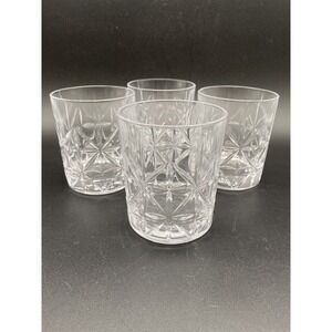 Contagious Heavy Cut Glass Double Old Fashioned‎ Tumbler Set Of 4